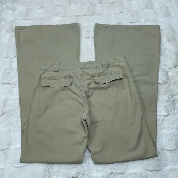🔥Vintage Y2K Forever 21 Made in USA Low Rise Flare Wide Leg Khaki Pants Women M - Picture 6 of 16
